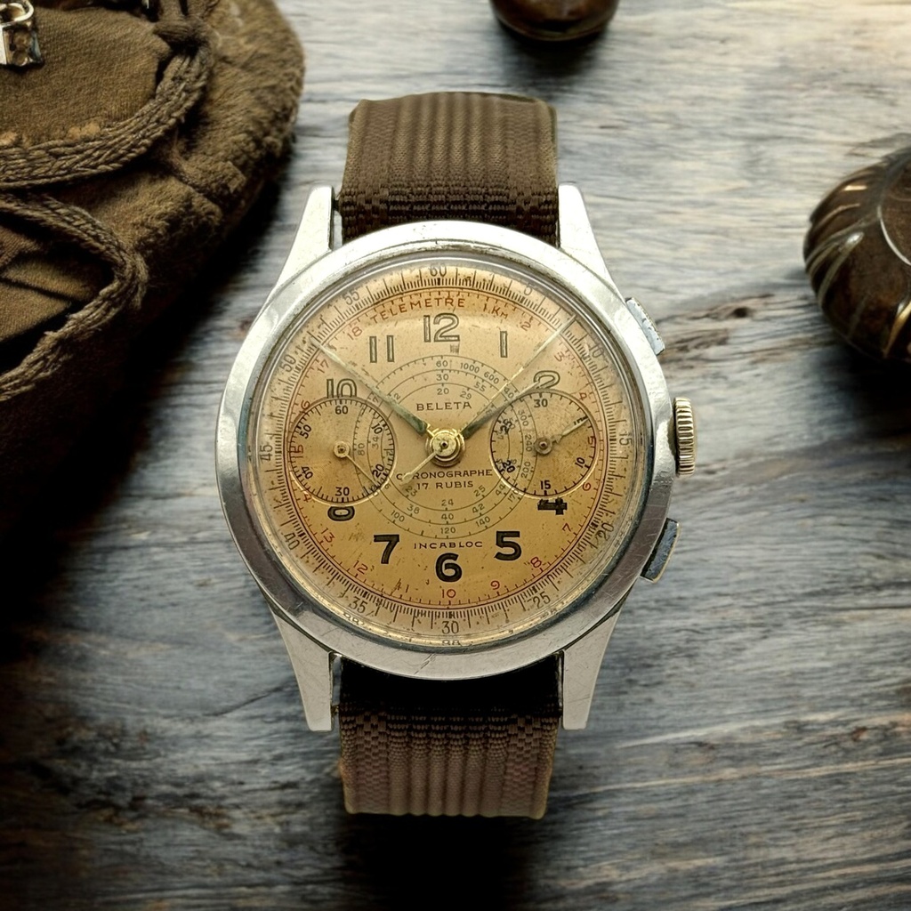 Chronographe militaire Beleta type "armée belge" - années 60