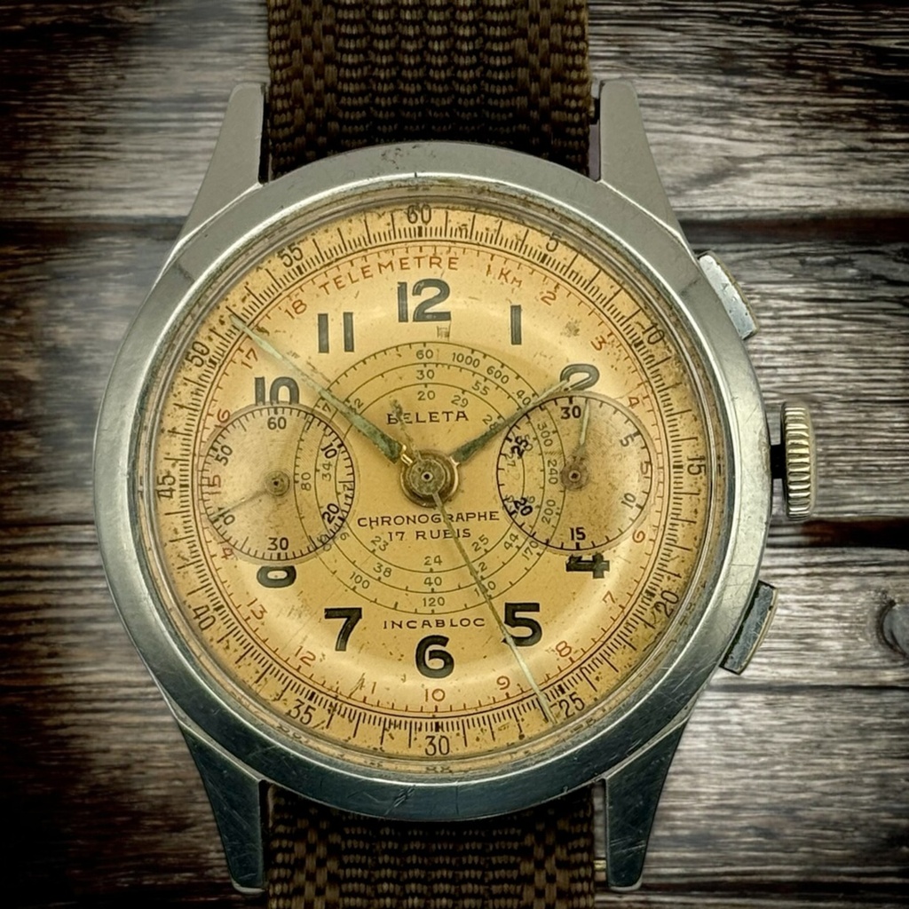Chronographe militaire Beleta type "armée belge" - années 60