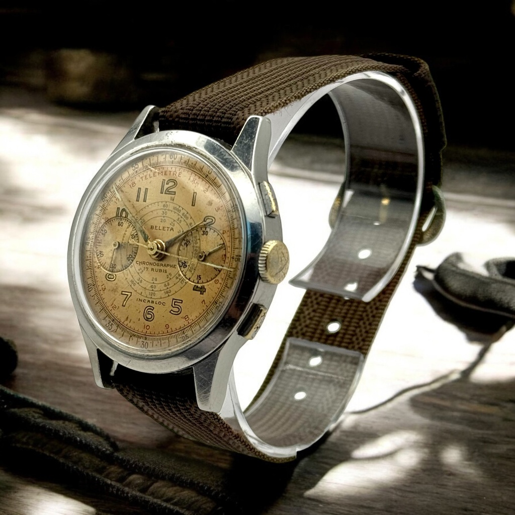Chronographe militaire Beleta type "armée belge" - années 60