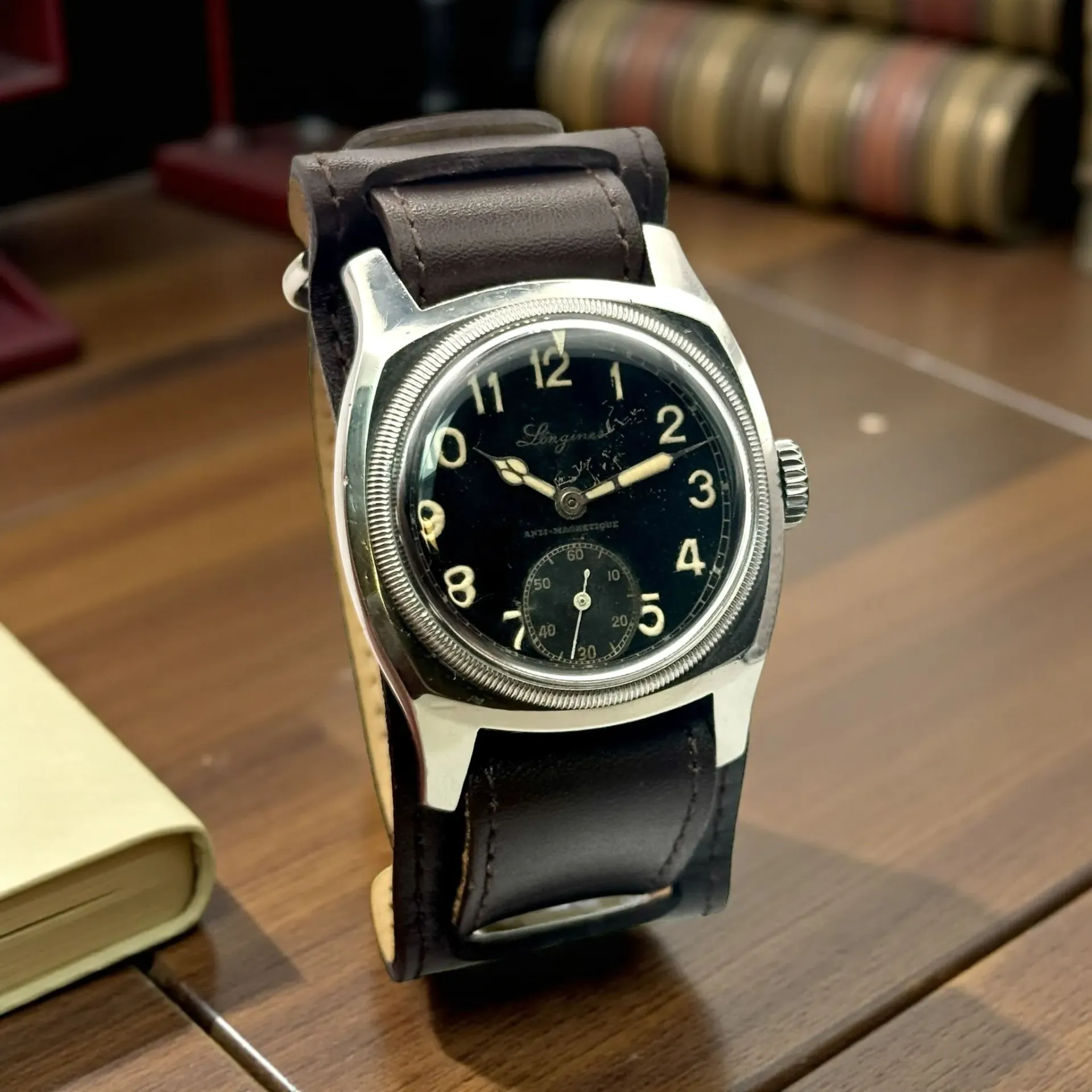 [456] Longines militaire aviateur WW2 - Majetek - Big Turtle - Réf. 3582 - Années 40